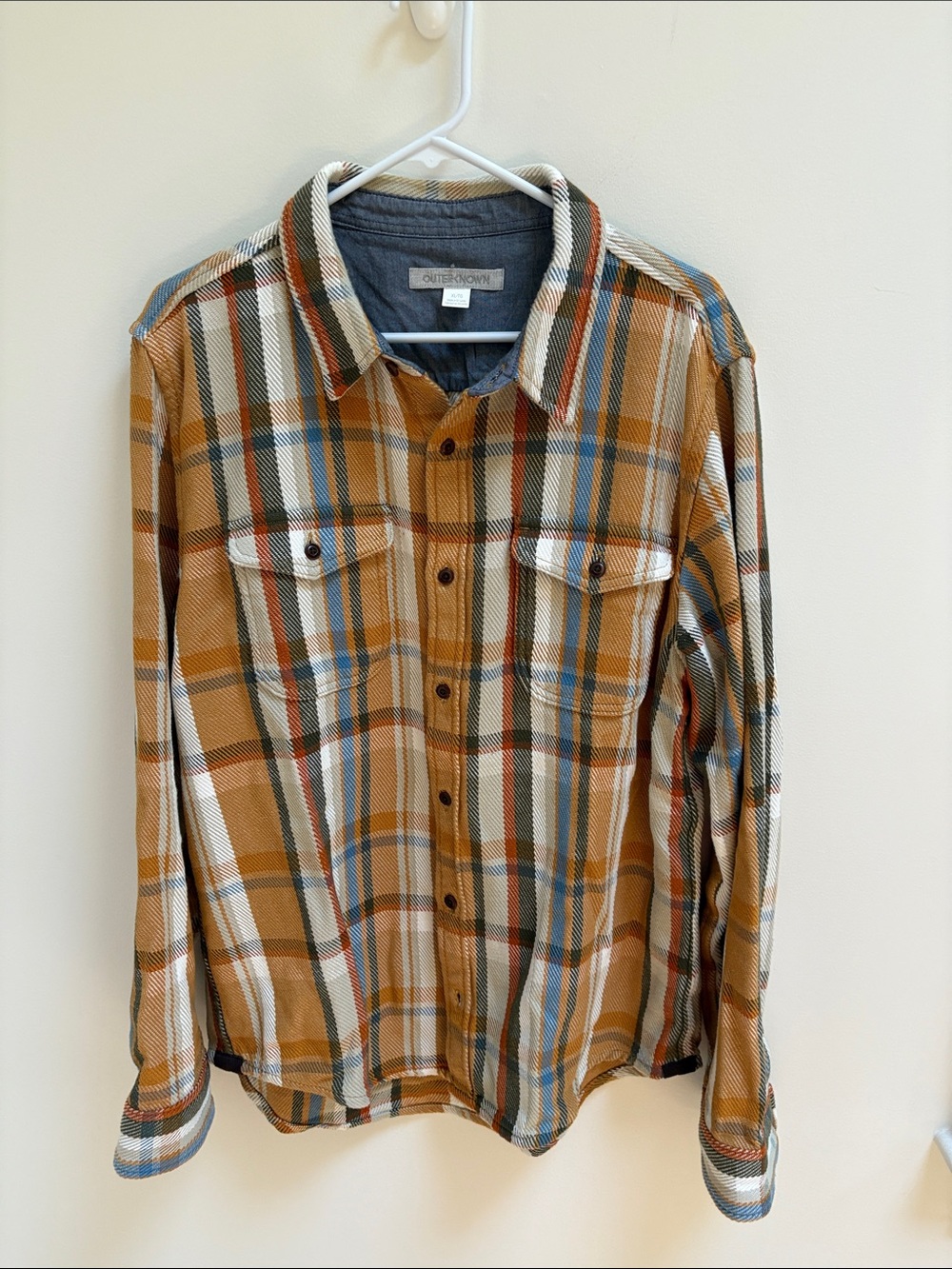 Outerknown Men's Blanket Shirt in Mustard Plaid